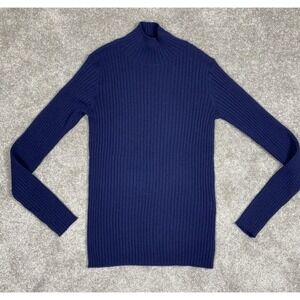Cashmere Project Sweater Womens Sz Small Navy Lightweight Mock Neck